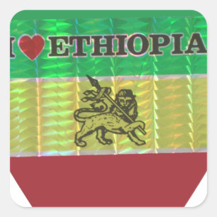 I Love Heart Ethiopia: Motief voor vlagkunst Vierkante Sticker