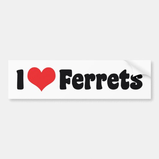 I Love Heart Ferret - Ferret Lover Bumpersticker (Voorkant)