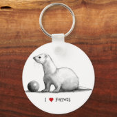 I Love (Heart) Ferretten: Potlood Drawing Sleutelhanger (Voorkant)
