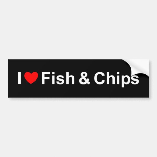 I Love (Heart) Fish & Chips Bumpersticker (Voorkant)