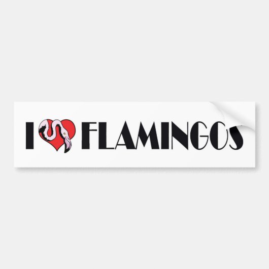 I Love Heart Flamingos - Pink Flamingo Lovers Bumpersticker (Voorkant)