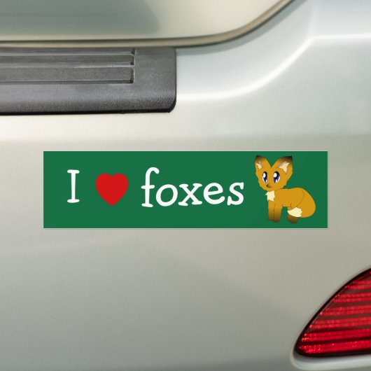 I Love/Heart Foxes Bumperstickers (Op auto)