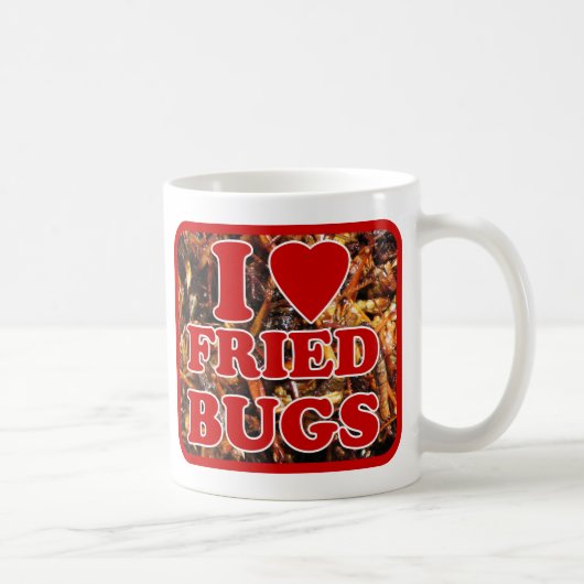 I Love (Heart) Fried Bugs / Eetable Insects Koffiemok (Rechts)