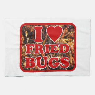 I Love (Heart) Fried Bugs / Eetable Insects Theedoek