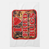 I Love (Heart) Fried Bugs / Eetable Insects Theedoek (Verticaal)