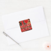 I Love (Heart) Fried Bugs / Eetable Insects Vierkante Sticker (Envelop)