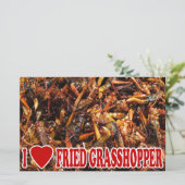 I Love (Heart) Fried Grasshopper Briefpapier (Staand voorkant)