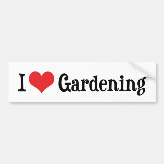 I Love Heart Gardening Bumpersticker (Voorkant)