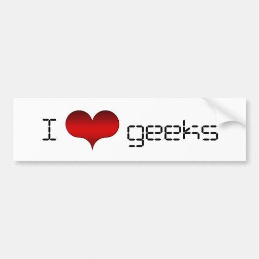 I Love (Heart) Geeks Bumpersticker (Voorkant)