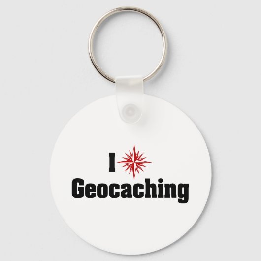 I Love Heart Geocaching - Treasure Hunter Sleutelhanger (Voorkant)