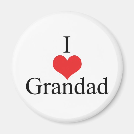 I Love (Heart) Grandad Magneet (Voorkant)