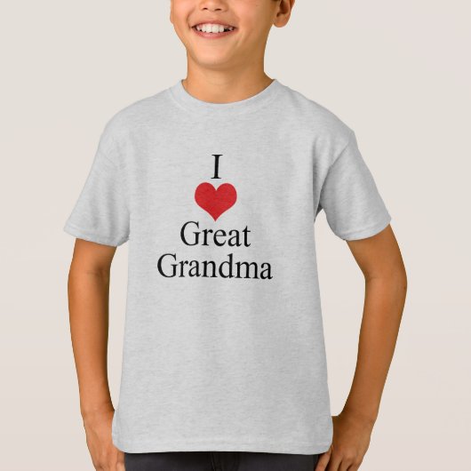I Love (Heart) Great Grandma T-shirt (Voorkant)