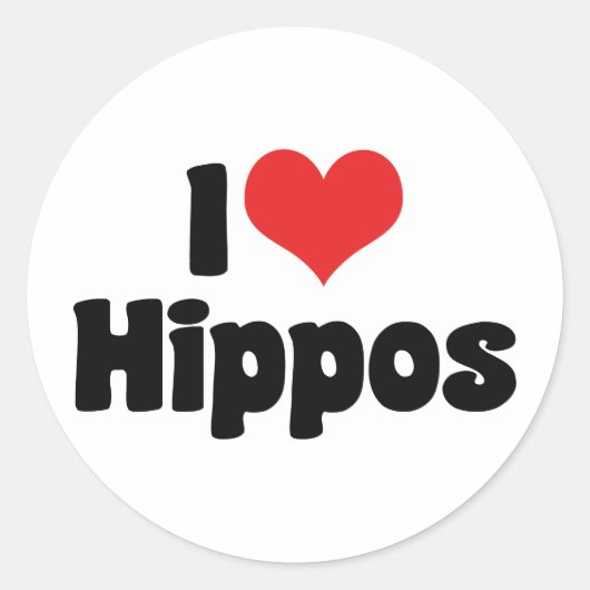 I Love Heart Hippos - Hippopotamus Lover Ronde Sticker (Voorkant)
