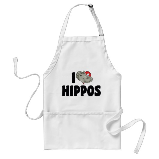 I Love Heart Hippos - Hippopotamus Lover Standaard Schort (Voorkant)