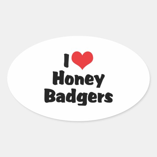 I Love Heart Honey Badgers Ovale Sticker (Voorkant)