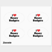 I Love Heart Honey Badgers Ovale Sticker (Vel)