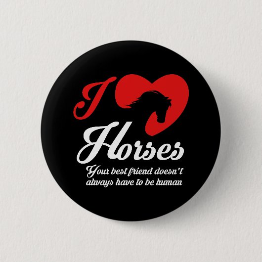 I Love/Heart Horses Ronde Button 5,7 Cm (Voorkant)