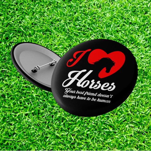 I Love/Heart Horses Ronde Button 5,7 Cm
