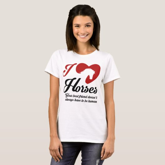 I Love/Heart Horses T-shirt (Voorkant volledig)