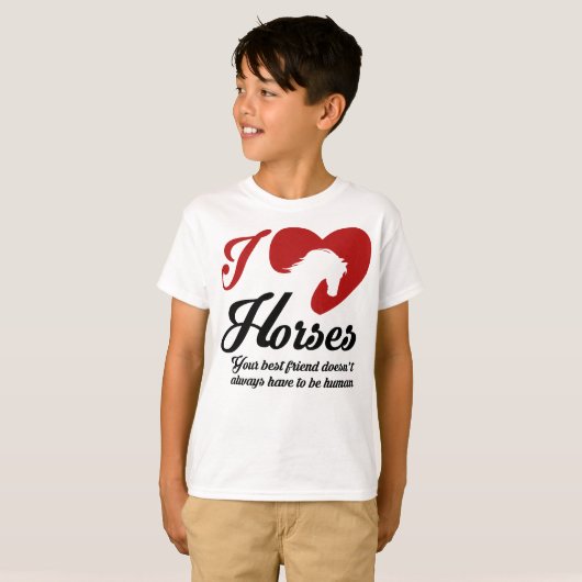 I Love/Heart Horses T-shirt (Voorkant volledig)
