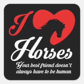 I Love/Heart Horses Vierkante Sticker