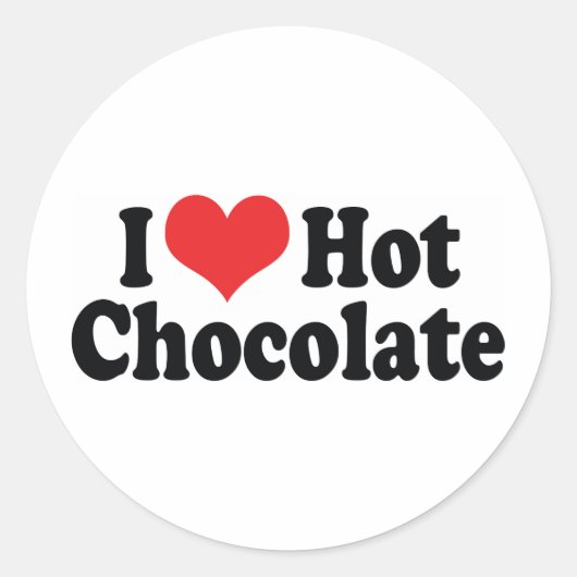 I Love Heart Hot Chocolate - Hot Cocaca Lovers Ronde Sticker (Voorkant)
