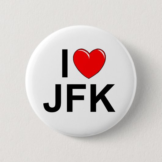 I Love (Heart) JFK Ronde Button 5,7 Cm (Voorkant)