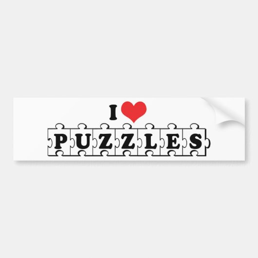 I Love Heart Jigzaag Puzzles - Puzzle Lover Bumpersticker (Voorkant)