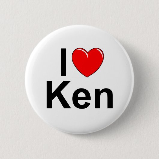 I Love (Heart) Ken Ronde Button 5,7 Cm (Voorkant)