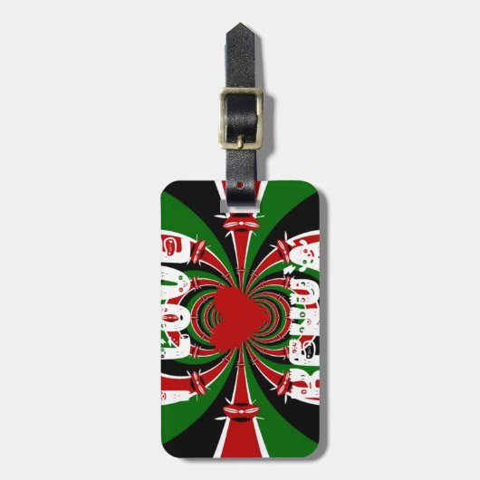 I Love Heart Kenya: dynamische vlagkunst Bagagelabel (Voorkant verticaal)