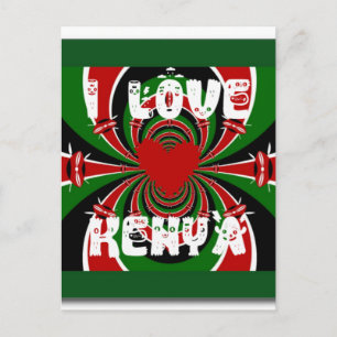 I Love Heart Kenya: dynamische vlagkunst Briefkaart