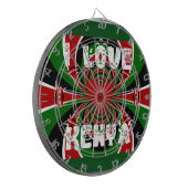I Love Heart Kenya: dynamische vlagkunst Dartbord (Voorkant Links)