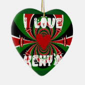 I Love Heart Kenya: dynamische vlagkunst Keramisch Ornament (Rechts)