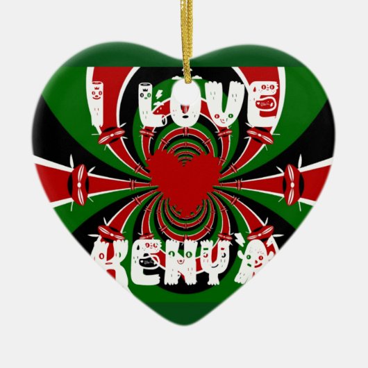 I Love Heart Kenya: dynamische vlagkunst Keramisch Ornament (Voorkant)