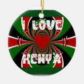 I Love Heart Kenya: dynamische vlagkunst Keramisch Ornament (Voorkant)