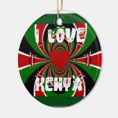 I Love Heart Kenya: dynamische vlagkunst Keramisch Ornament (Links)