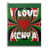 I Love Heart Kenya: dynamische vlagkunst Notitieboek (Voorkant)