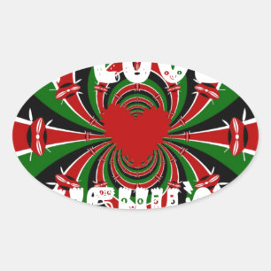 I Love Heart Kenya: dynamische vlagkunst Ovale Sticker