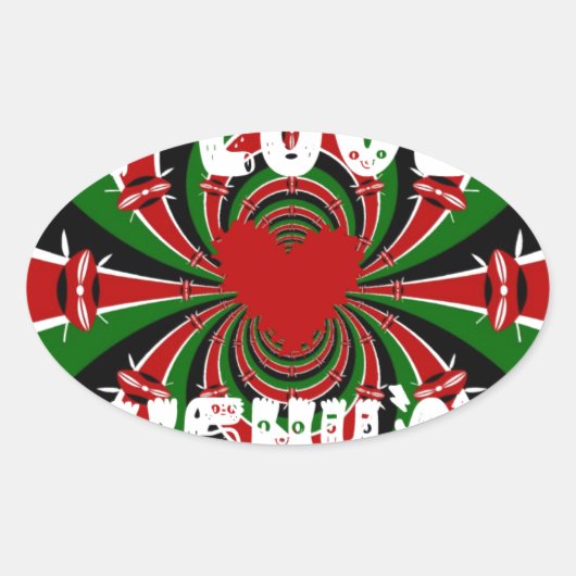 I Love Heart Kenya: dynamische vlagkunst Ovale Sticker (Voorkant)