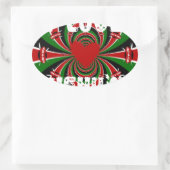 I Love Heart Kenya: dynamische vlagkunst Ovale Sticker (Tas)