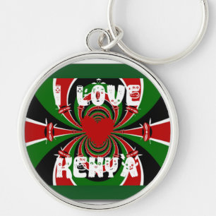 I Love Heart Kenya: dynamische vlagkunst Sleutelhanger