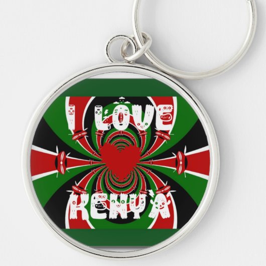 I Love Heart Kenya: dynamische vlagkunst Sleutelhanger (Voorkant)
