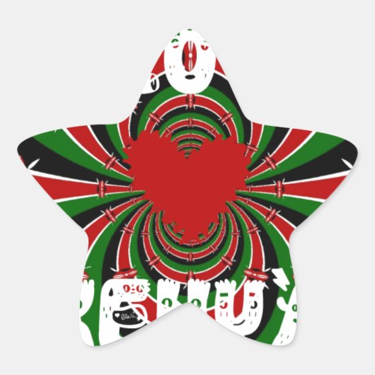 I Love Heart Kenya: dynamische vlagkunst Ster Sticker (Voorkant)