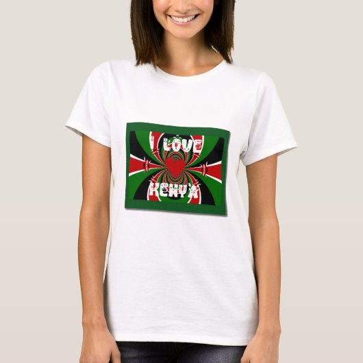 I Love Heart Kenya: dynamische vlagkunst T-shirt (Voorkant)