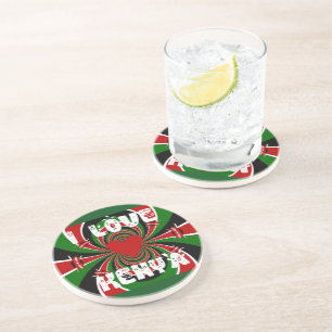 I Love Heart Kenya: dynamische vlagkunst Zandsteen Onderzetter