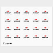 I Love Heart Ketchup - Catsup Lover Ronde Sticker (Vel)