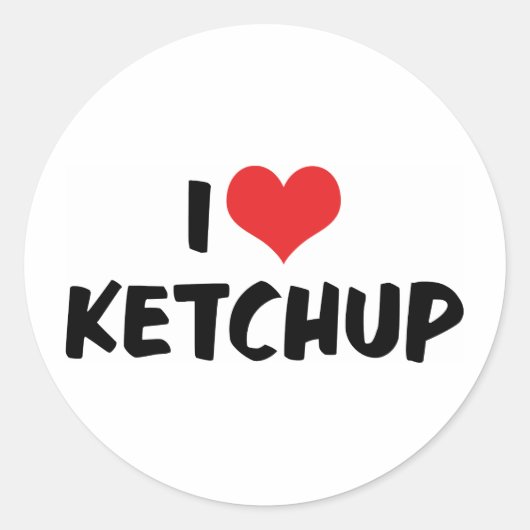 I Love Heart Ketchup - Catsup Lover Ronde Sticker (Voorkant)