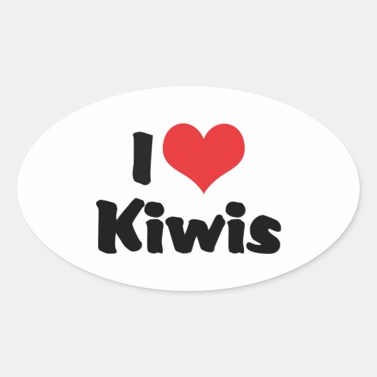 I Love Heart Kiwis - Kiwi Bird Lover Ovale Sticker (Voorkant)