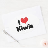 I Love Heart Kiwis - Kiwi Bird Lover Ovale Sticker (Envelop)