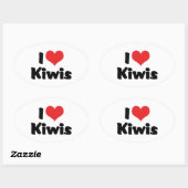 I Love Heart Kiwis - Kiwi Bird Lover Ovale Sticker (Vel)